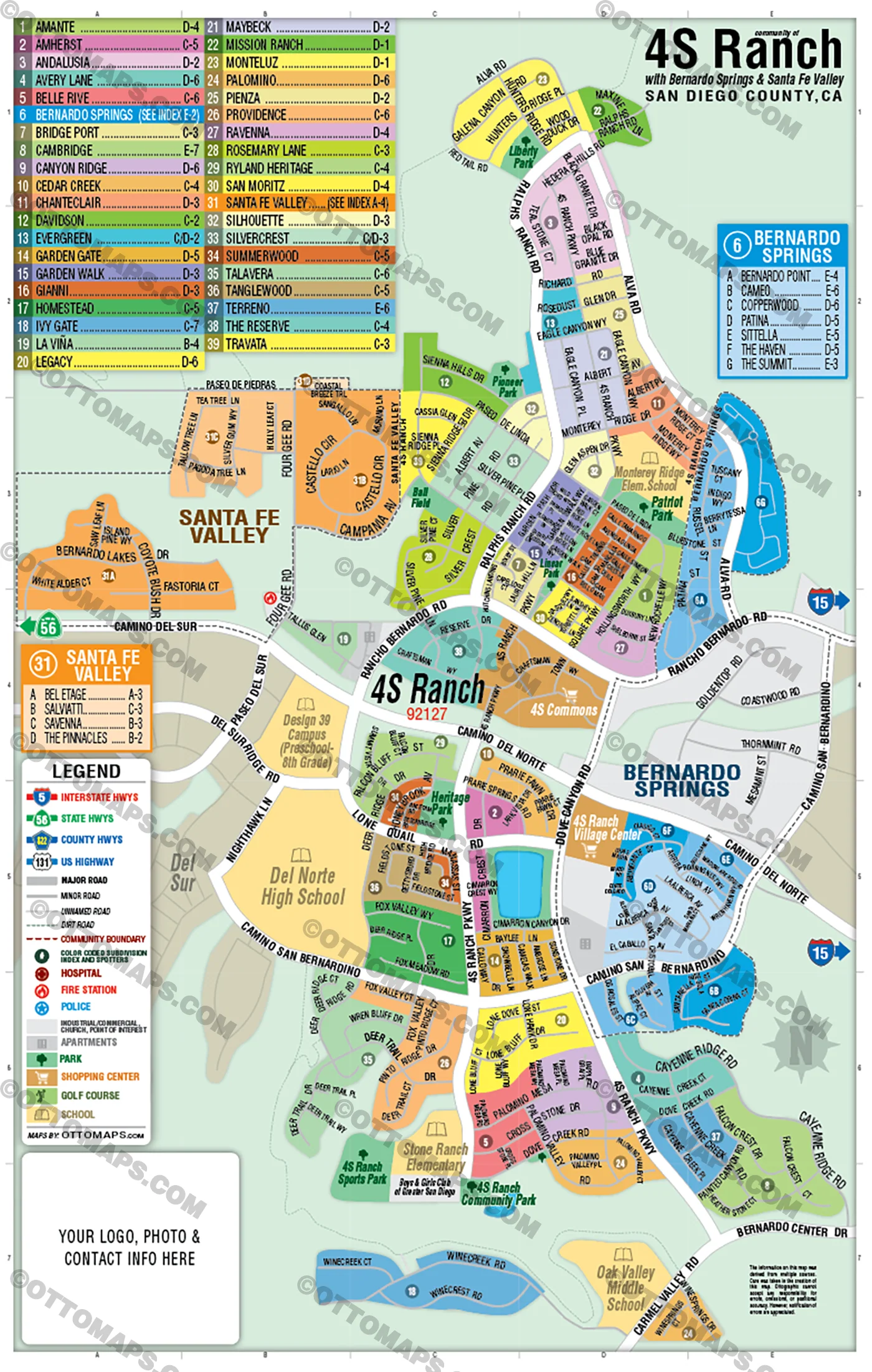 4S Ranch Map, San Diego County, CA - FILES - PDF and AI, editable, vector, royalty free - Image 3