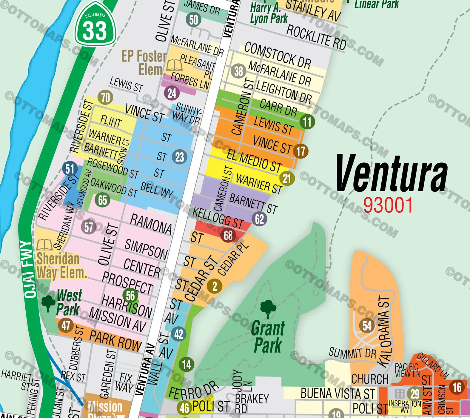 93001 - Ventura County Map - FILES - PDF and AI, editable, vector, royalty free - Image 2