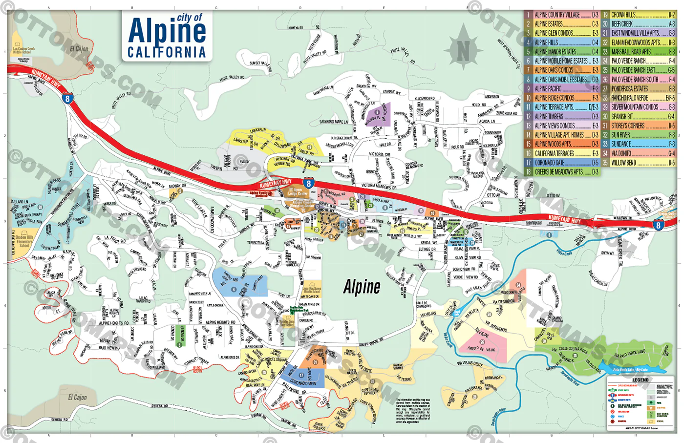 Alpine Map, San Diego County, CA - POSTER PRINTS - Image 3