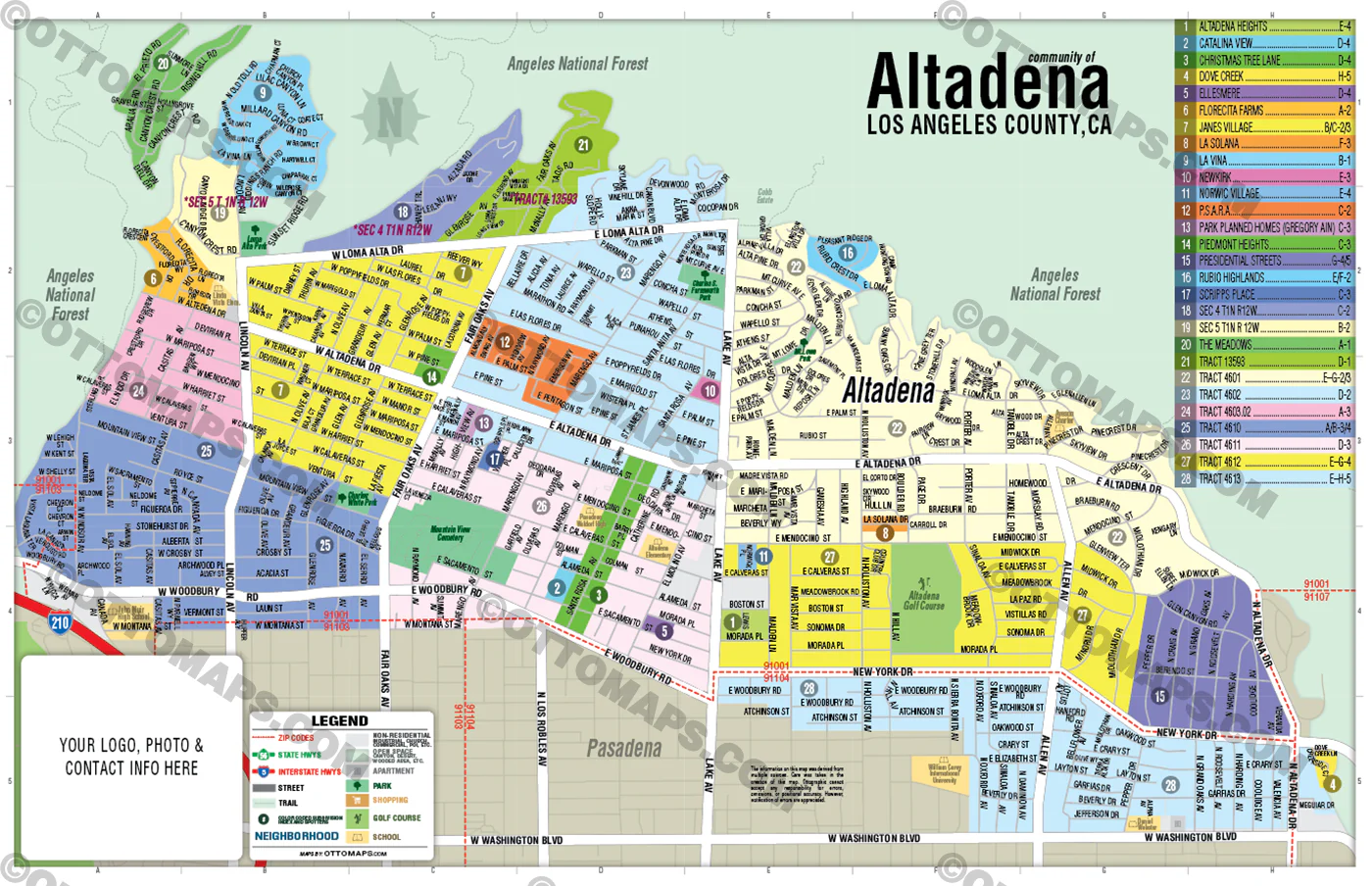 Altadena Map, LA County, CA - FILES - PDF and AI Files, editable, vector, royalty free - Image 3