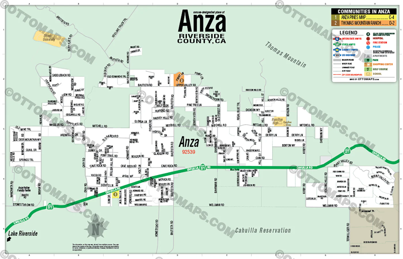 Anza Map, Riverside County, CA - FILES - PDF and AI Files, editable, vector, royalty free - Image 2