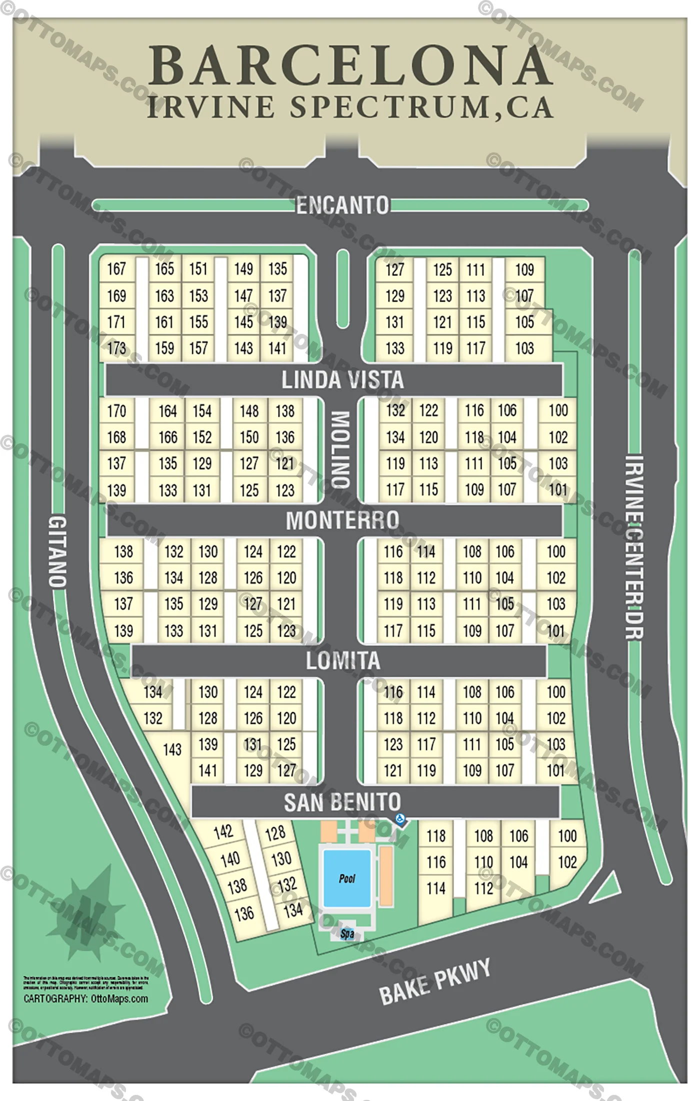 Barcelona Map, Irvine Spectrum, CA - POSTER PRINTS