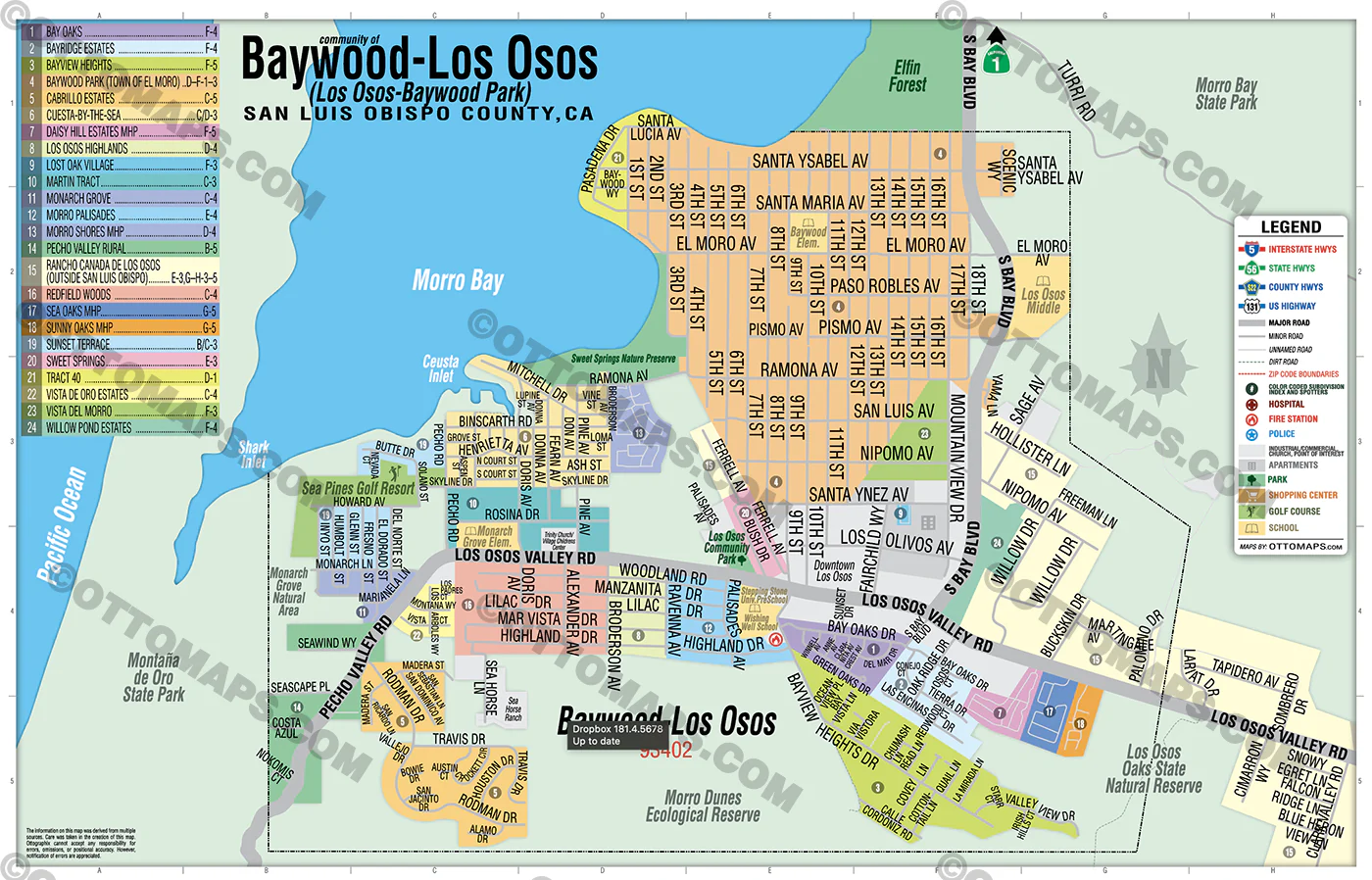 Baywood - Los Osos Map, San Luis Obispo County, CA - FILES - PDF and AI, editable, vector, royalty free - Image 3