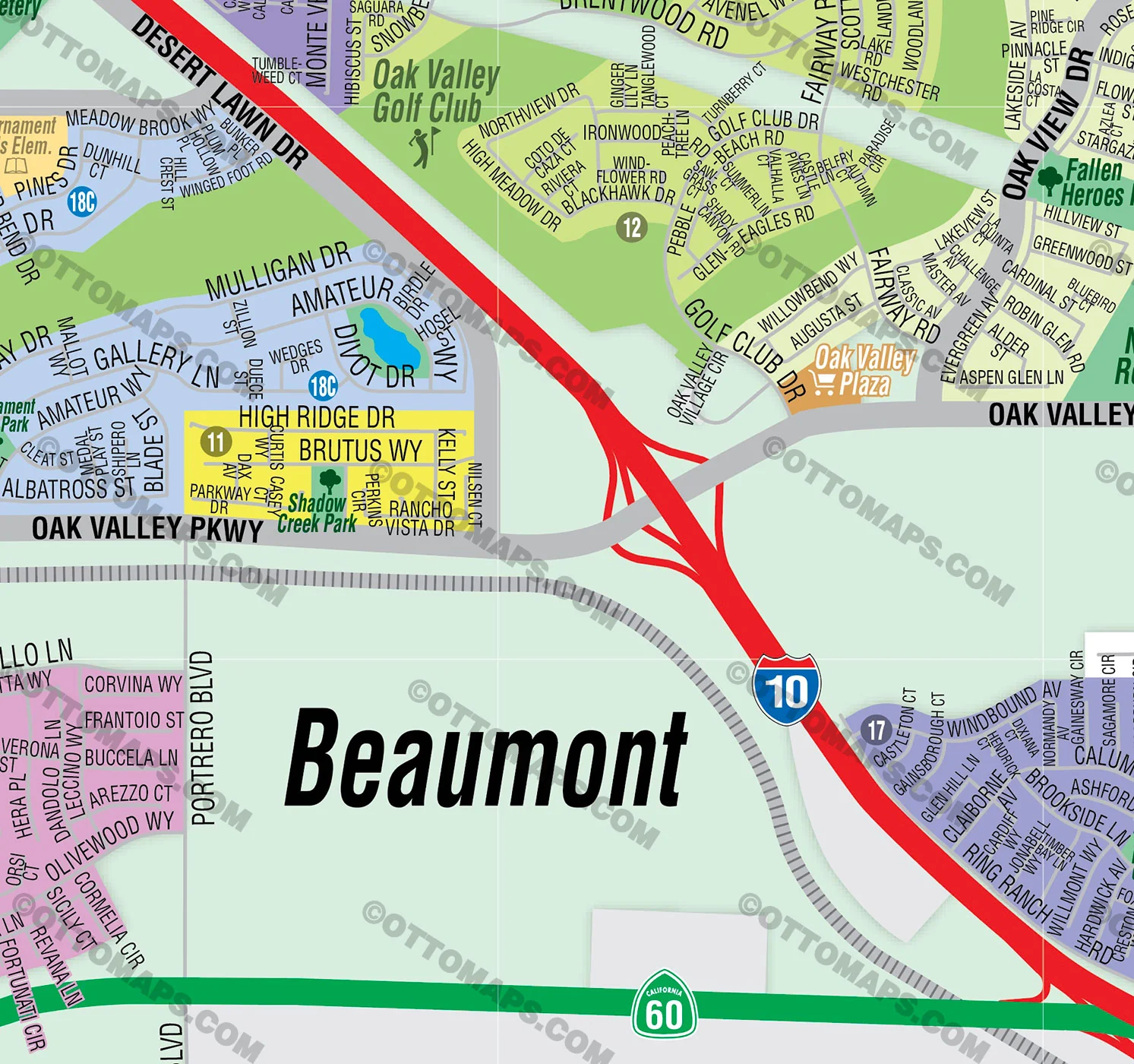 Beaumont Map, Riverside County, CA - FILES - PDF and AI, editable, vector, royalty free - Image 2