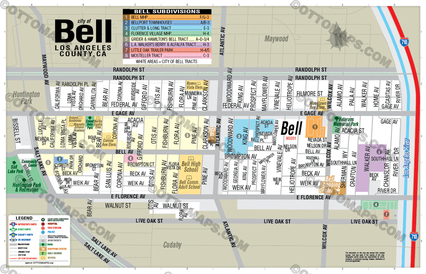 Bell Map, Los Angeles County, CA - FILES - PDF and AI, editable, vector, royalty free - Image 3