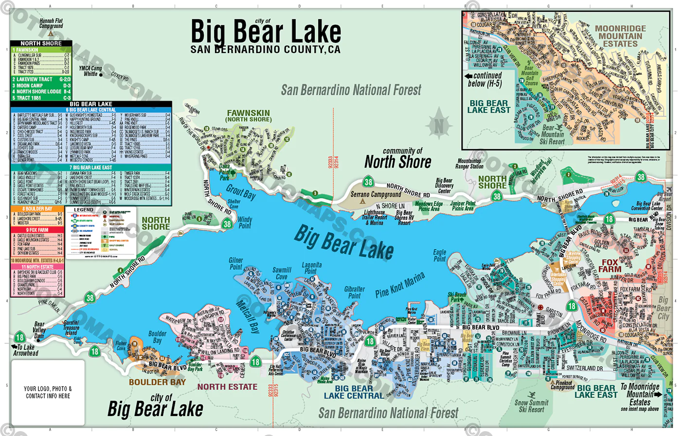 Big Bear Lake Map, San Bernardino County, CA - FILES - PDF and AI Files, editable, vector, royalty free - Image 3