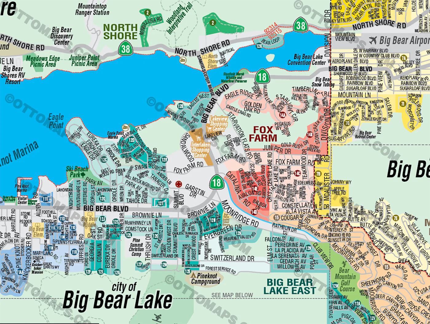 Big Bear Valley Map, San Bernardino County, CA - FILES - PDF and AI Files, editable, vector, royalty free - Image 2