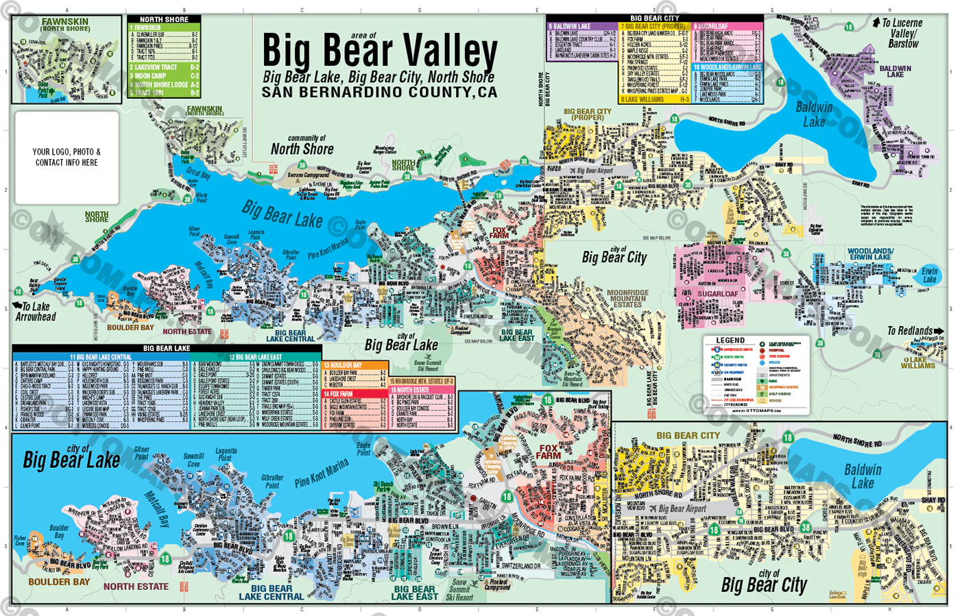 Big Bear Valley Map, San Bernardino County, CA - FILES - PDF and AI Files, editable, vector, royalty free - Image 3