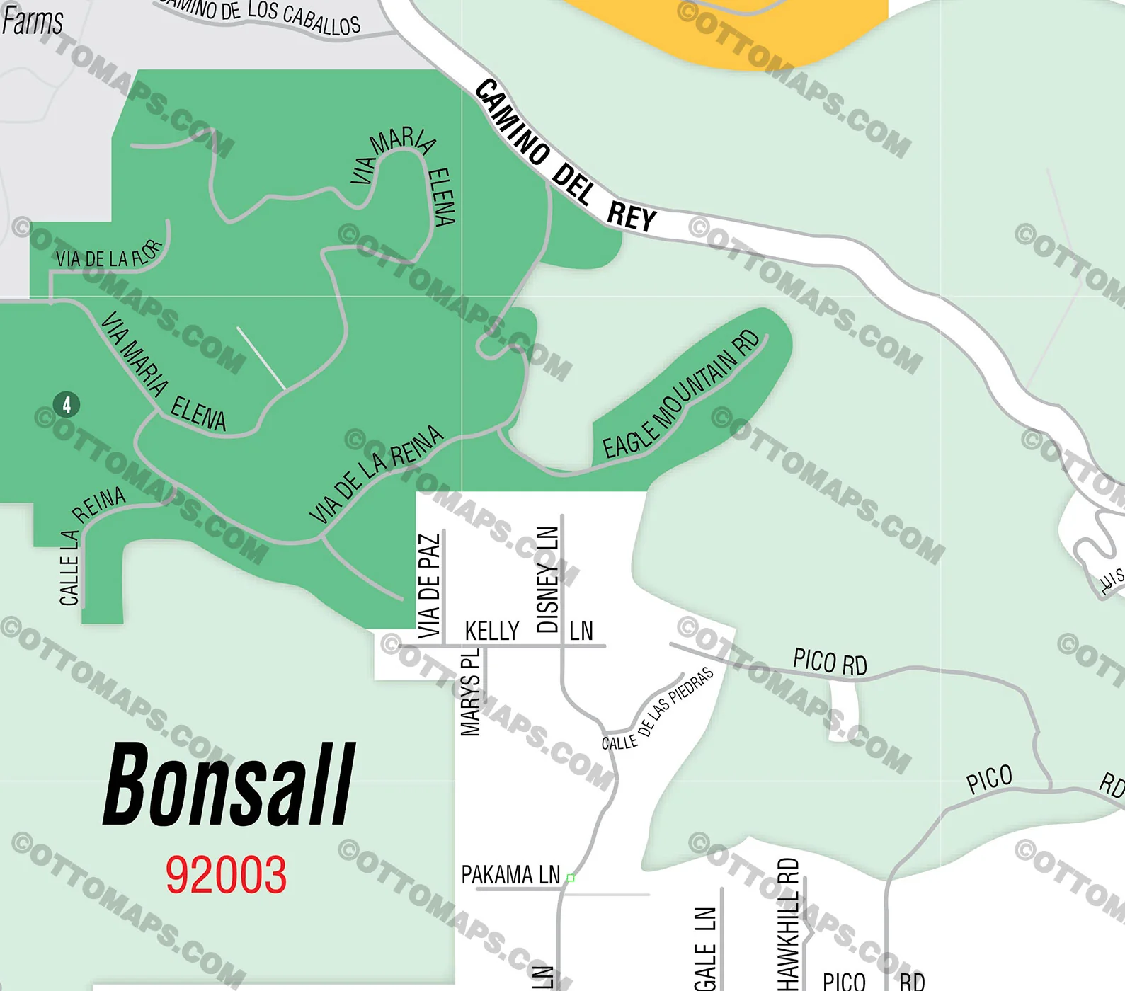 Bonsall Map, San Diego County, CA - FILES - PDF and AI, editable, vector, royalty free - Image 2