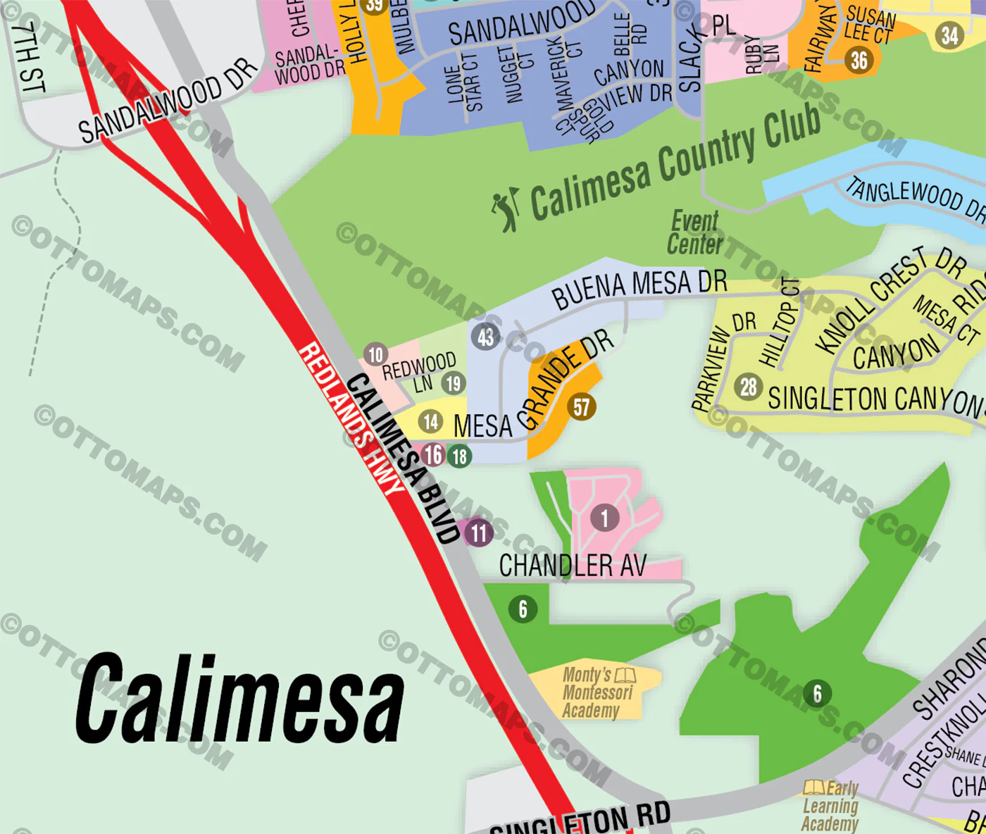 Calimesa Map, Riverside County, CA - FILES - PDF and AI, editable, vector, royalty free - Image 2