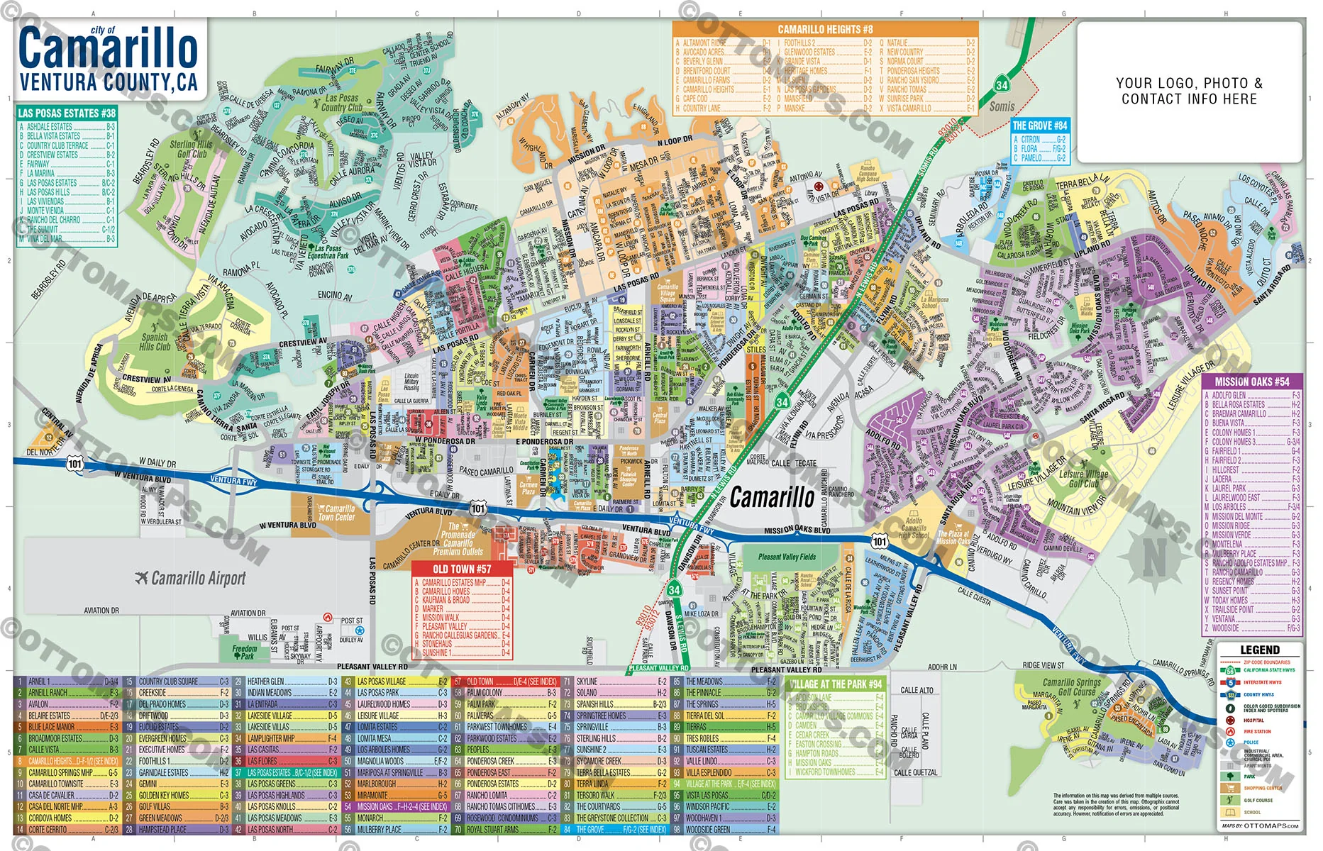 Camarillo Map, Ventura County, CA - FILES - PDF and AI Files, editable, vector, royalty free - Image 3