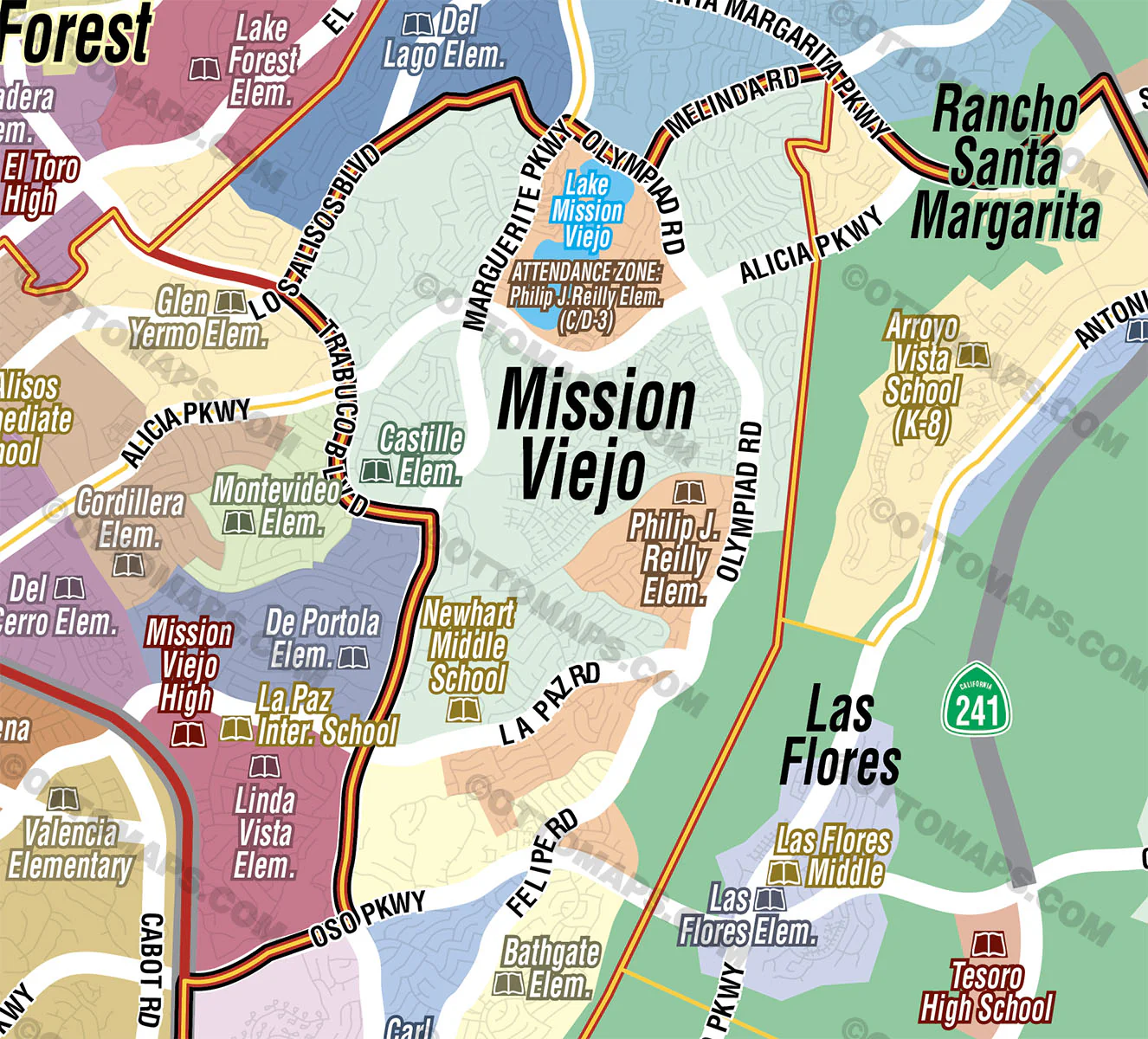 Capistrano Unified and Saddleback Unified School District Map - Orange County, CA - FILES - PDF and AI, editable, vector, royalty free - Image 2