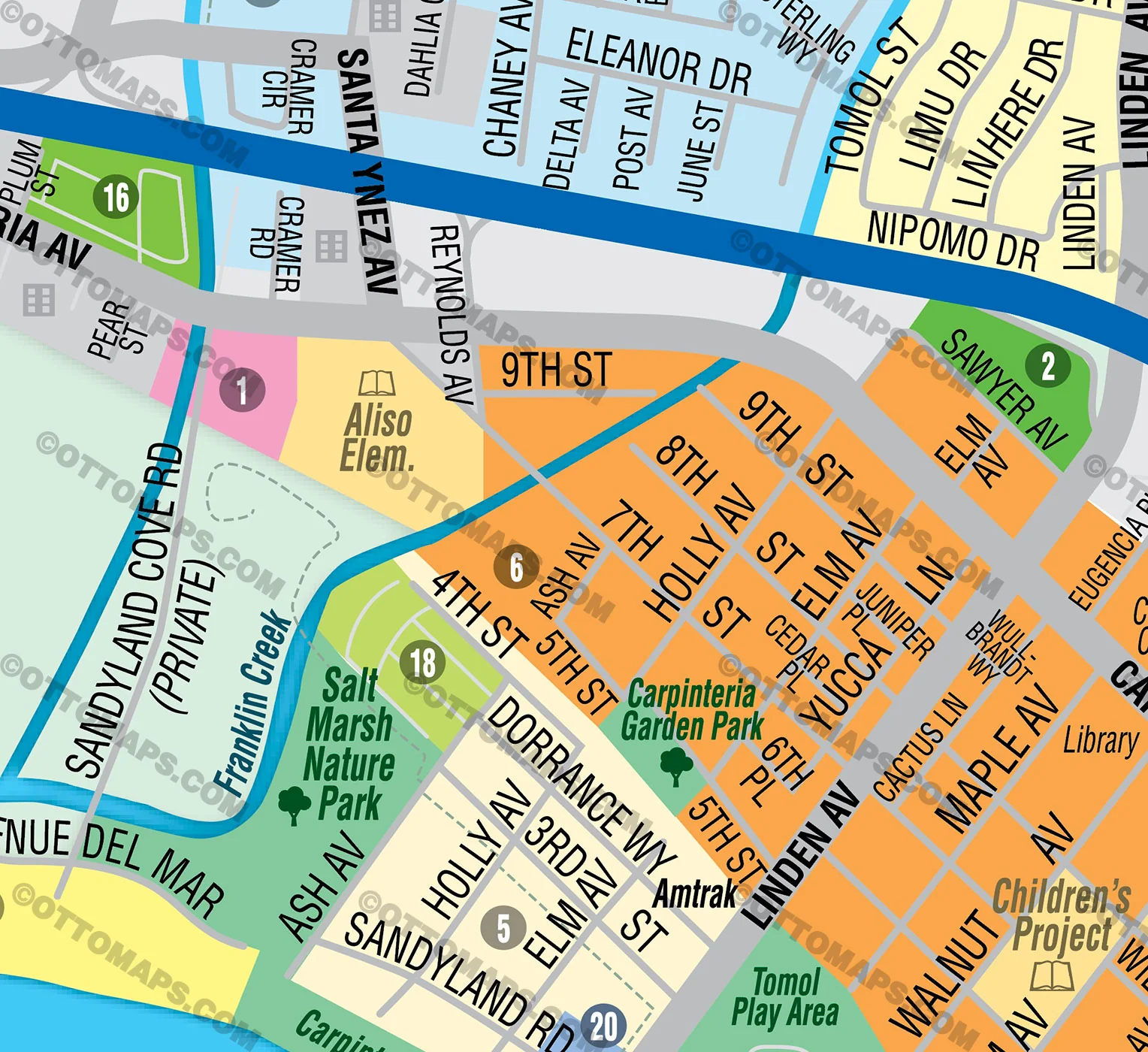 Carpinteria Map, Santa Barbara County, CA - FILES - PDF and AI, editable, vector, royalty free - Image 2