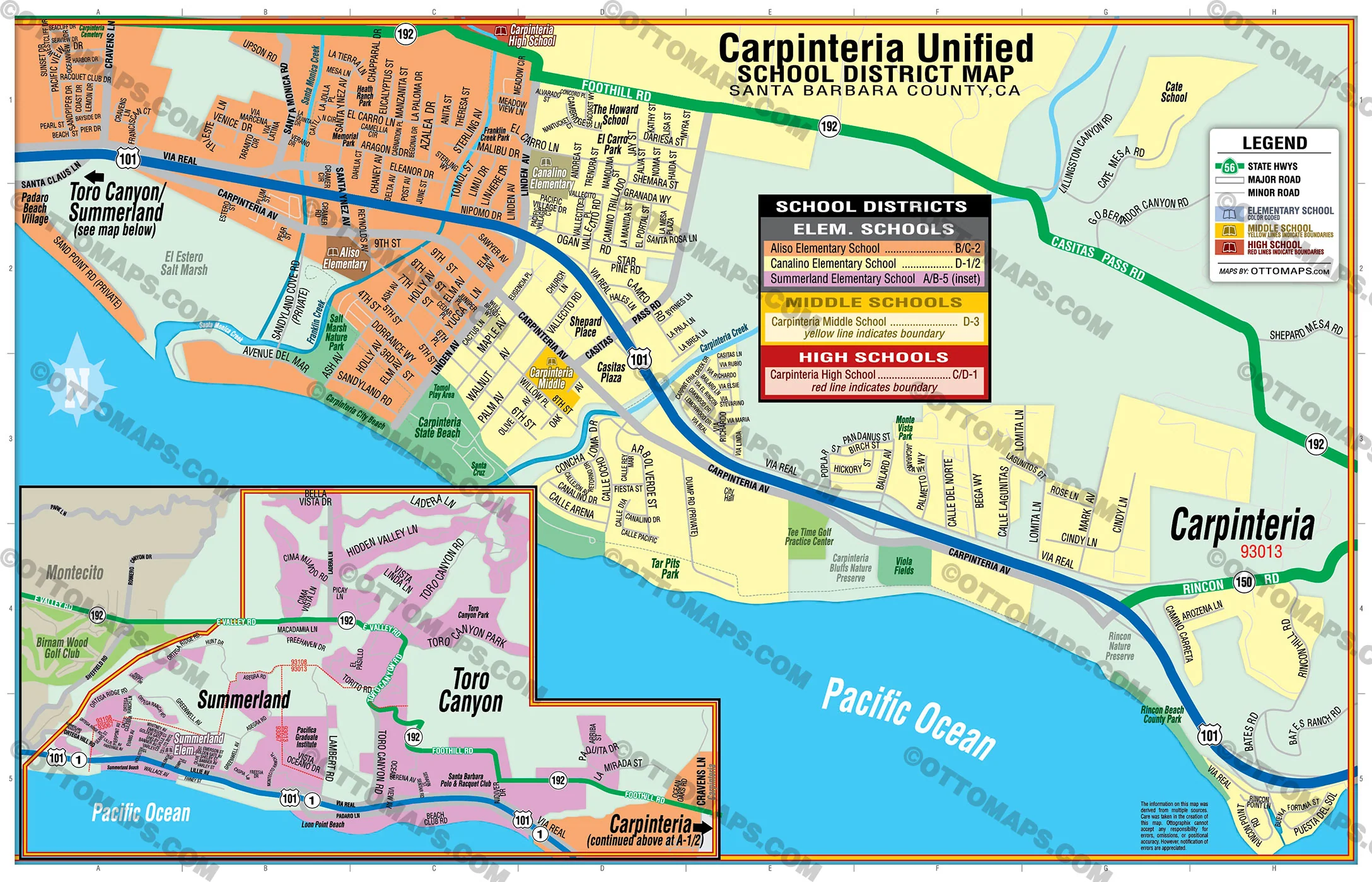 Carpinteria Unified School District Map - Santa Barbara County, CA - FILES - PDF and AI, editable, vector, royalty free - Image 3