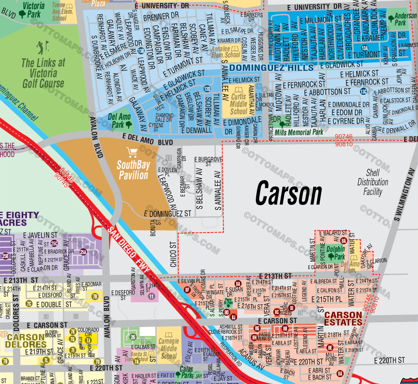 Carson Map, Los Angeles County, CA - FILES - PDF and Adobe Illustrator - Image 2