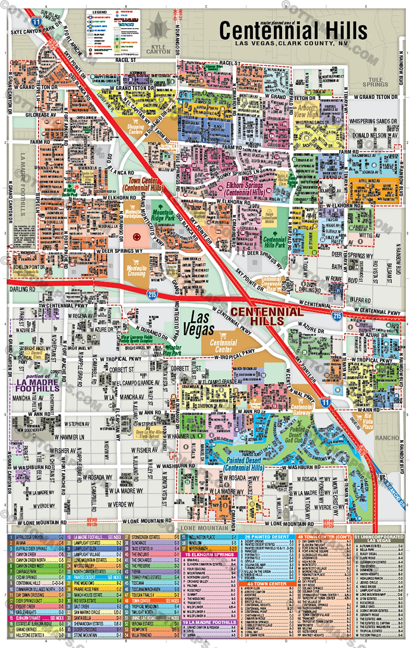 Centennial Hills Map, Las Vegas, NV with NE portion of Centennial Hills - FILES - PDF and AI, editable, vector, royalty free - Image 3