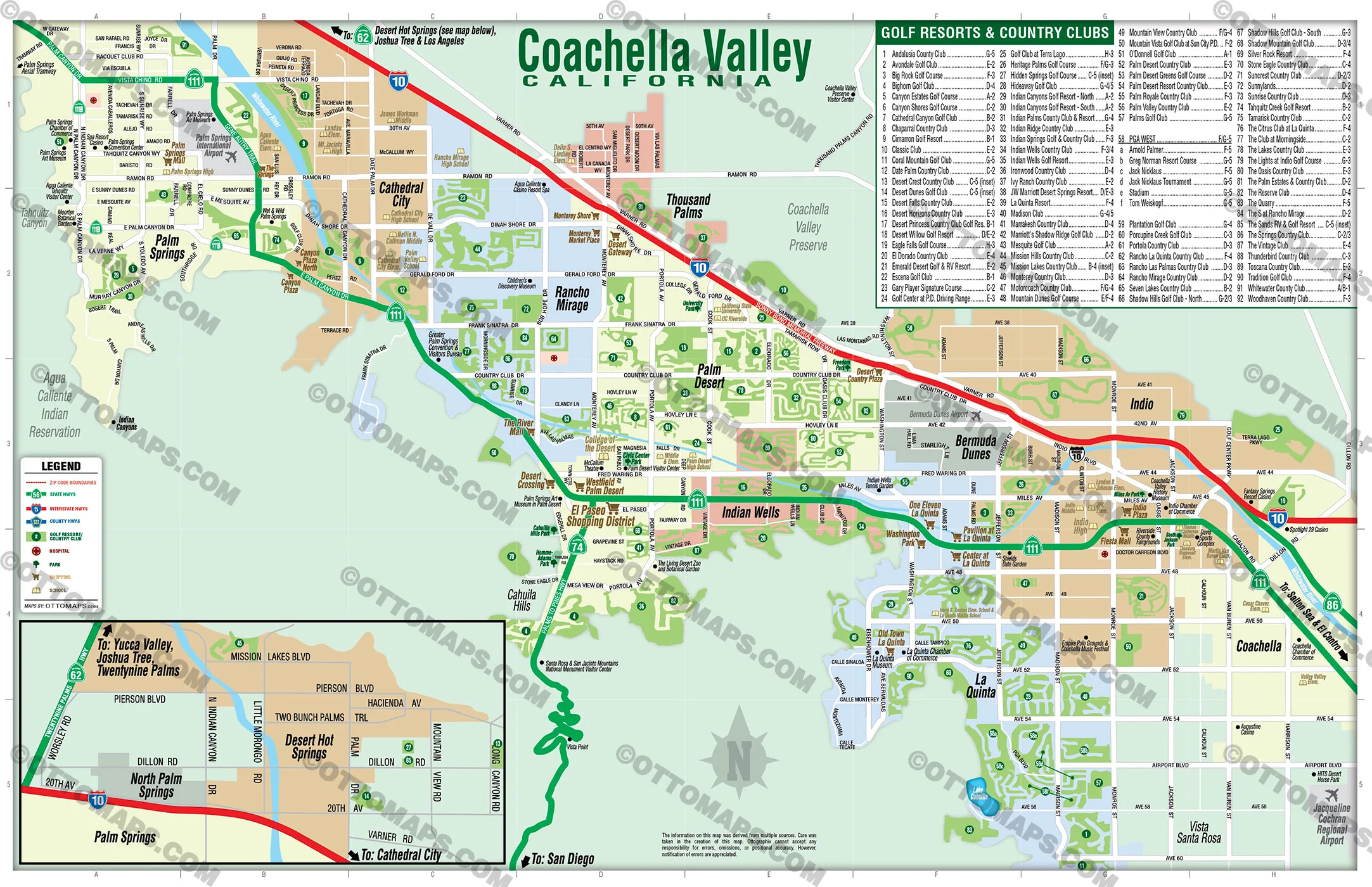 Coachella Valley Map with Golf Index - FILES - PDF and AI Files, editable, vector, royalty free - Image 3