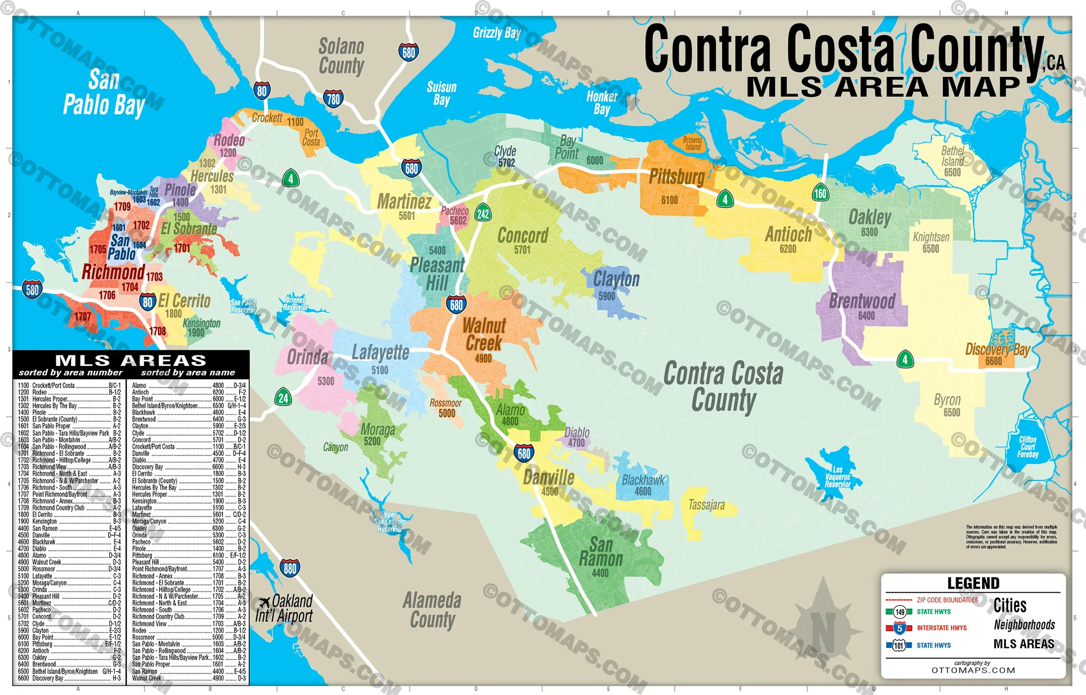 Contra Costa County MLS Area Map - California - FILES - PDF and AI, editable, vector, royalty free - Image 3
