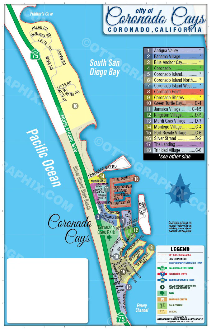 Coronado Map (3 options (Full, North & South), San Diego County, CA - FILES - PDF and AI, editable, vector, royalty free - Image 4