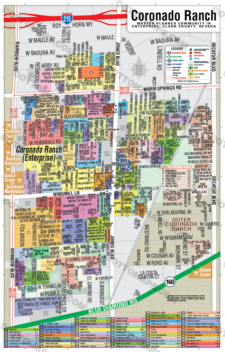 Coronado Ranch - Enterprise Map, Clark County, NV - POSTER PRINTS - Image 3