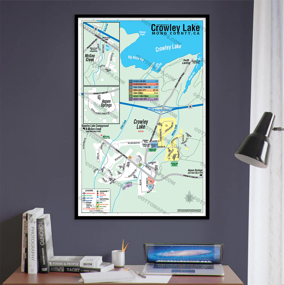 Crowley Lake Map, Mono County, CA - POSTER PRINTS - Image 2