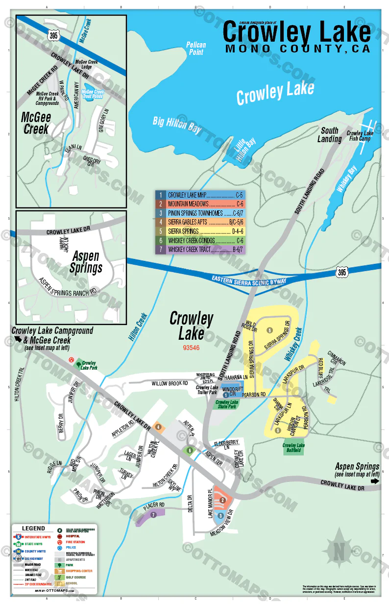 Crowley Lake Map, Mono County, CA - POSTER PRINTS - Image 3