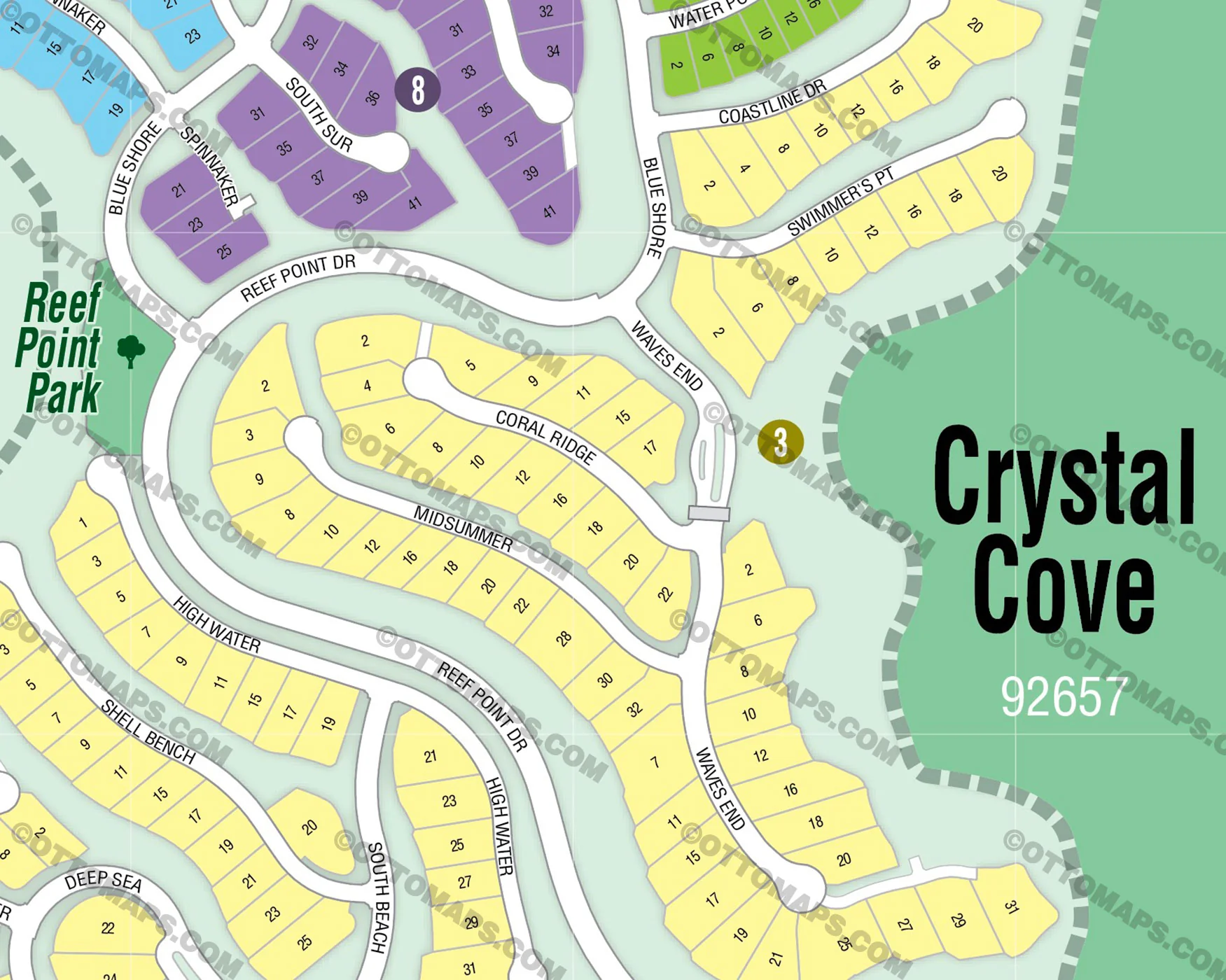 Crystal Cove Community Map with Addresses - FILES - PDF and AI, editable, vector, royalty free - Image 2