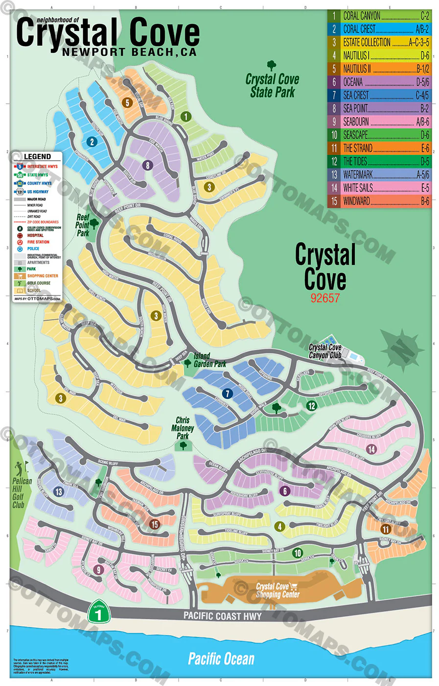 Crystal Cove Map, Newport Beach, Orange County, CA - FILES - PDF and AI, editable, vector, royalty free - Image 2