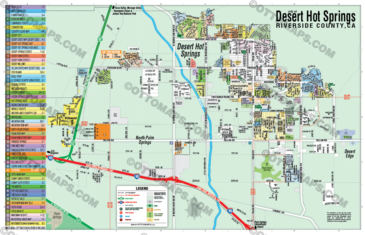 Desert Hot Springs Map, Riverside County, CA - FILES - PDF and AI, editable, vector, royalty free - Image 3