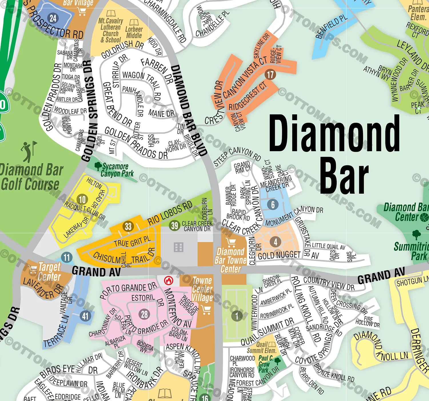 Diamond Bar Map, Los Angeles County, CA - FILES - PDF and AI, editable, vector, royalty free - Image 2