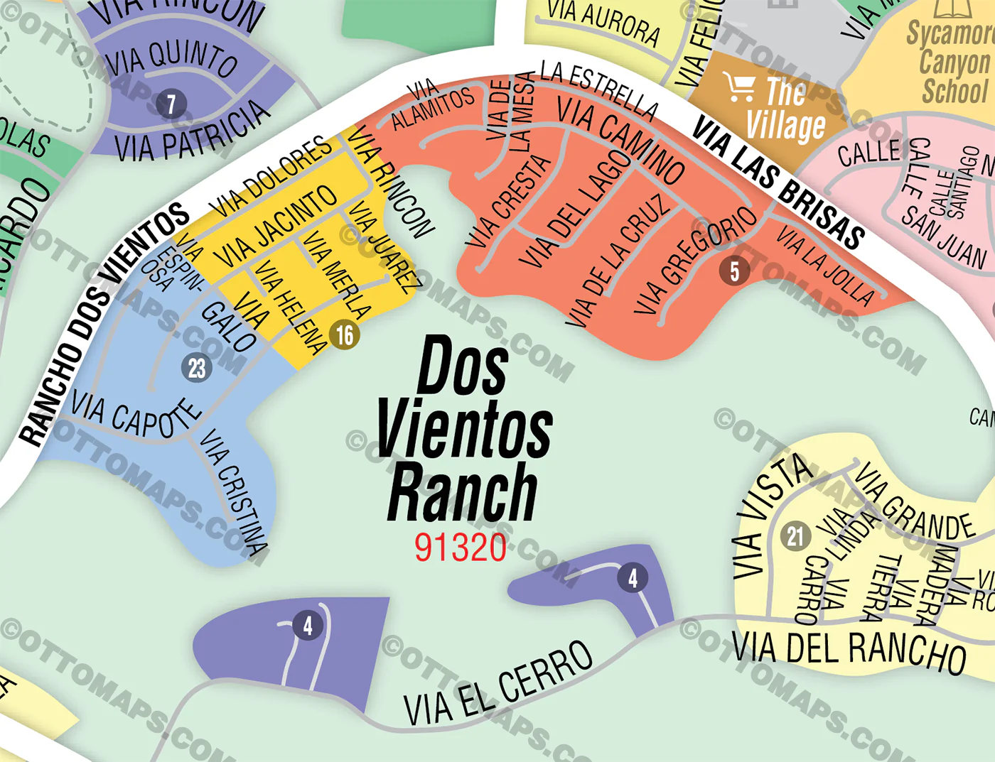 Dos Vientos Ranch Map, Newbury Park, Ventura County - FILES - PDF and AI, editable, vector, royalty free - Image 2