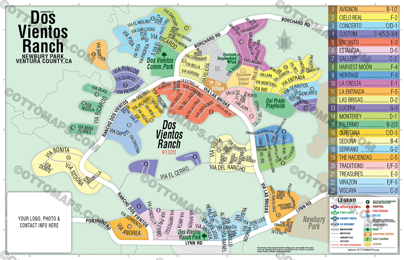 Dos Vientos Ranch Map, Newbury Park, Ventura County - FILES - PDF and AI, editable, vector, royalty free - Image 3