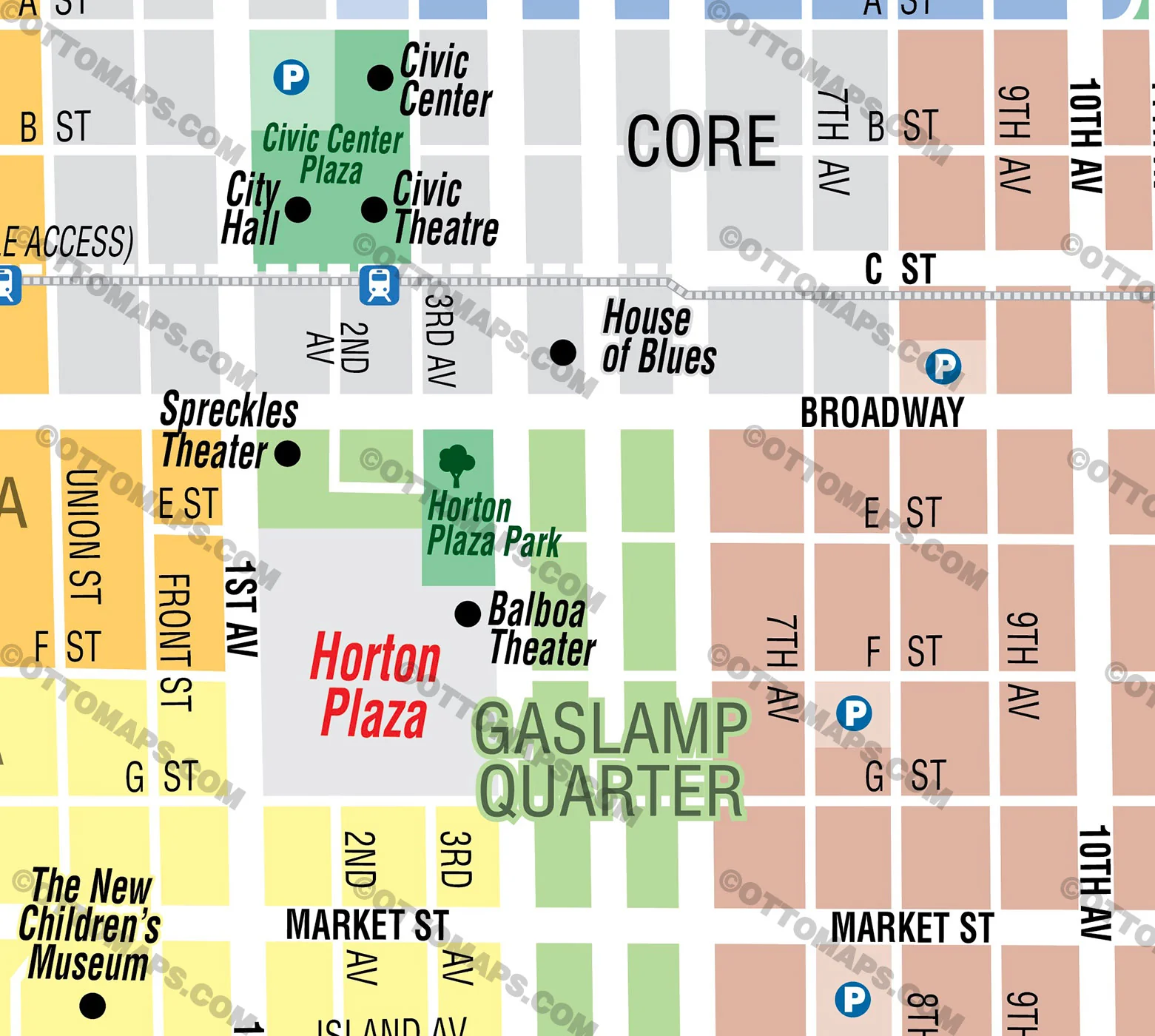 Downtown San Diego Neighborhood Map with Balboa Park Map - FILES - PDF and AI, editable, vector, royalty free - Image 2