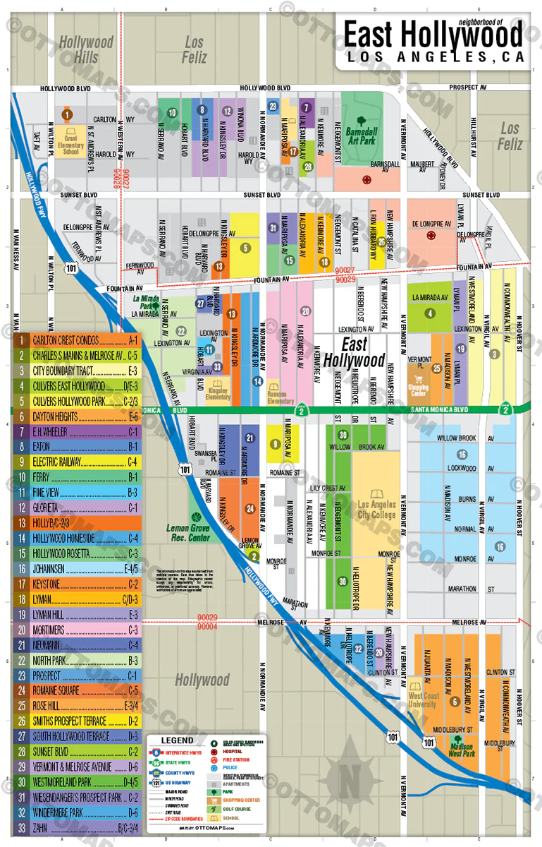 East Hollywood Map, San Diego County, CA - POSTER PRINTS - Image 3