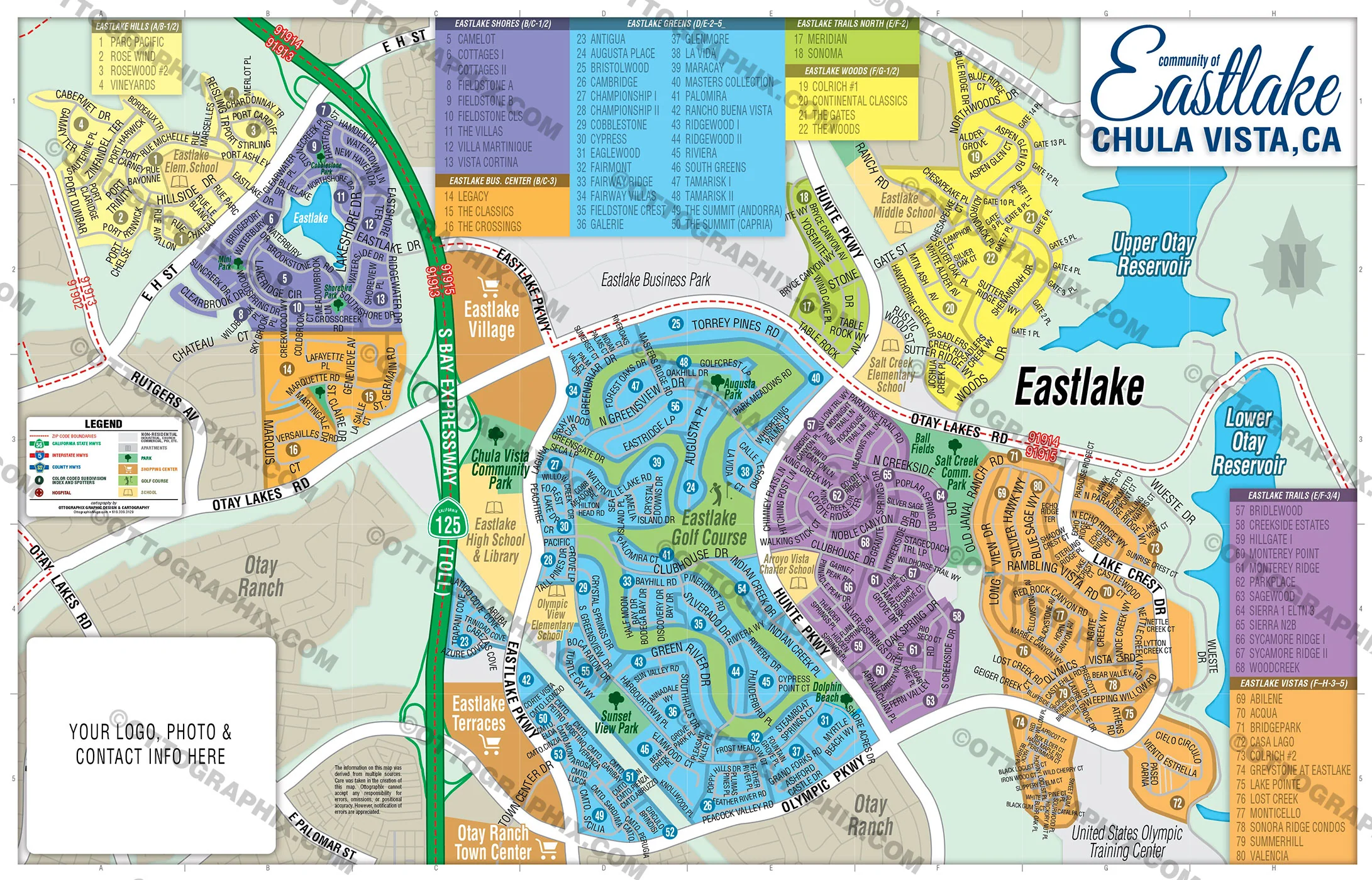 Eastlake Map, San Diego County, CA - FILES - PDF and AI, editable, vector, royalty free