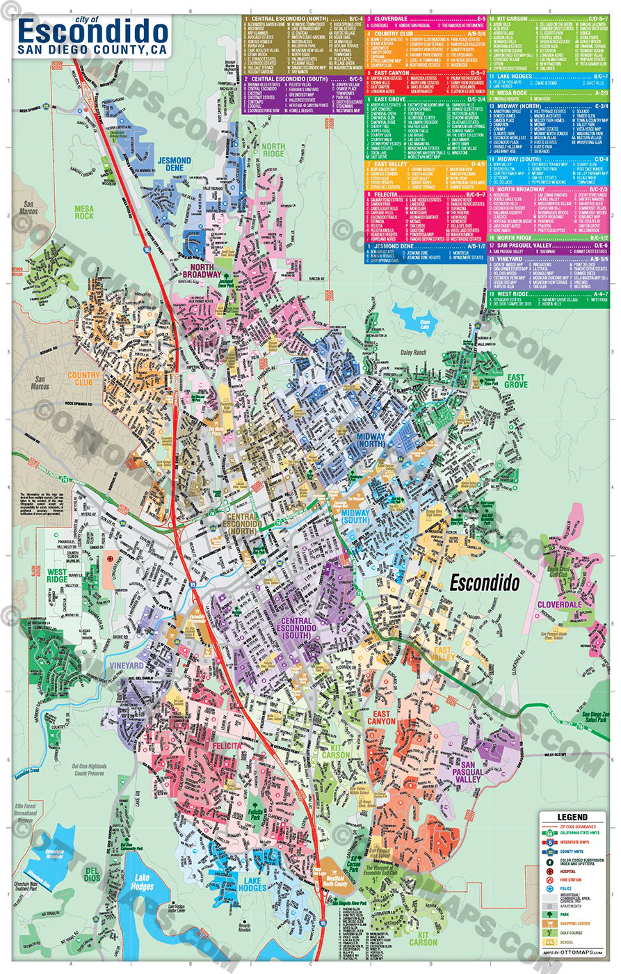 Escondido Map, San Diego County, CA - FILES - PDF and AI, editable, vector, royalty free - Image 3