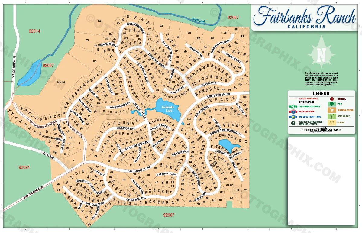 Fairbanks Ranch Map, San Diego County, CA - FILES - PDF and AI, editable, vector, royalty free