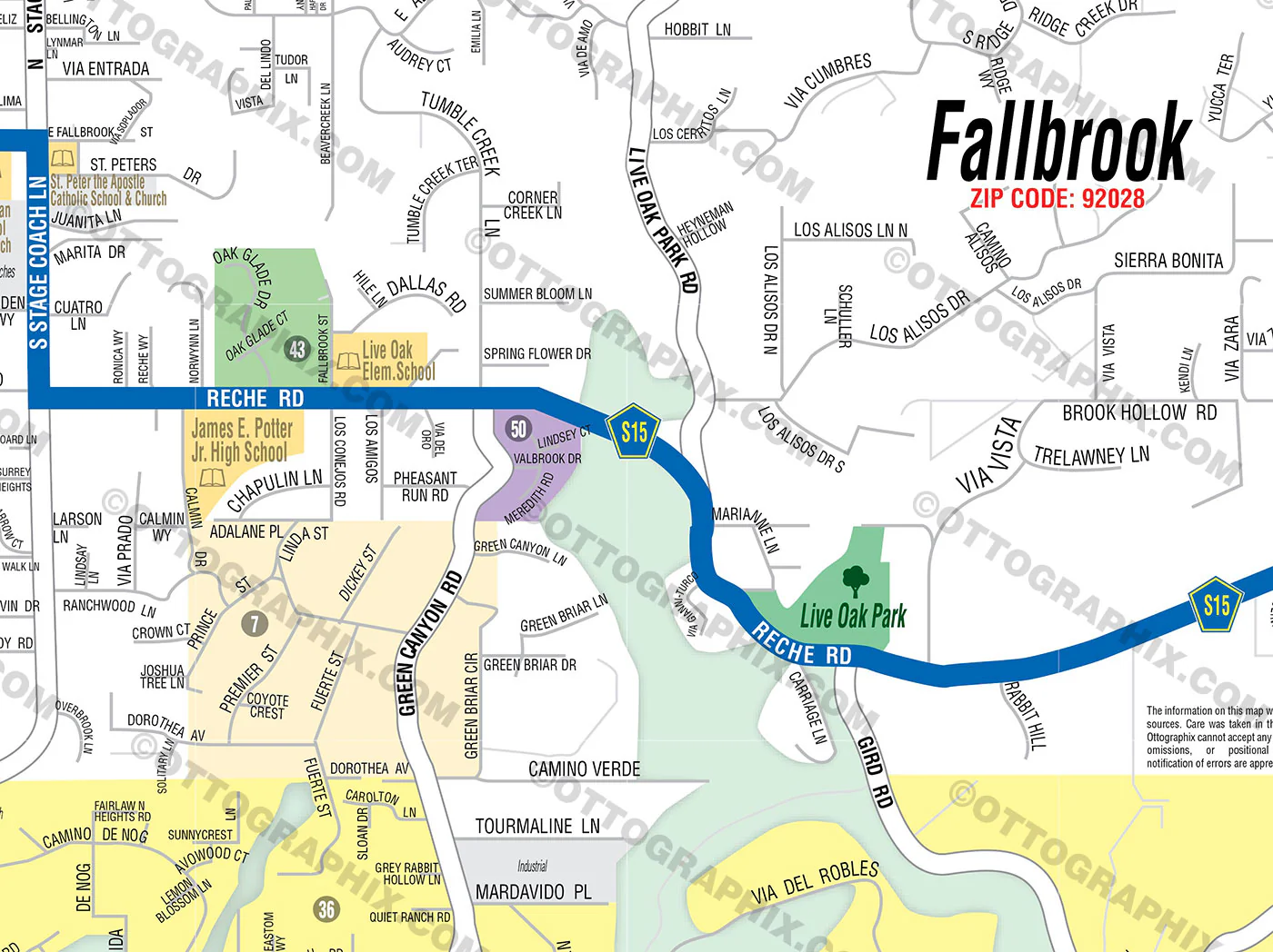 Fallbrook Map NORTH, San Diego County, CA - FILES - PDF and AI, editable, vector, royalty free - Image 2