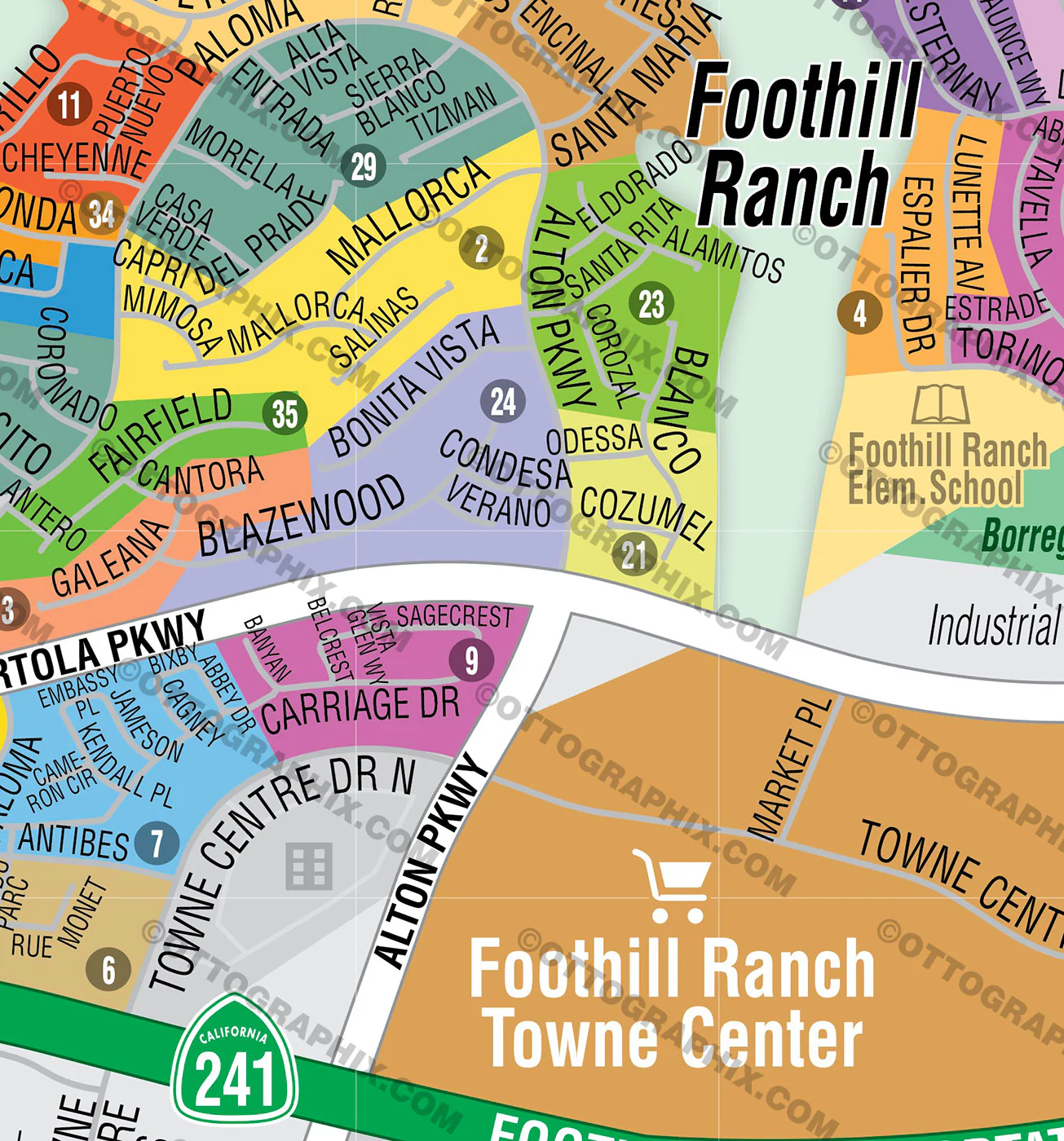 Foothill Ranch Map, Orange County, CA - FILES - PDF and AI, editable, vector, royalty free - Image 2