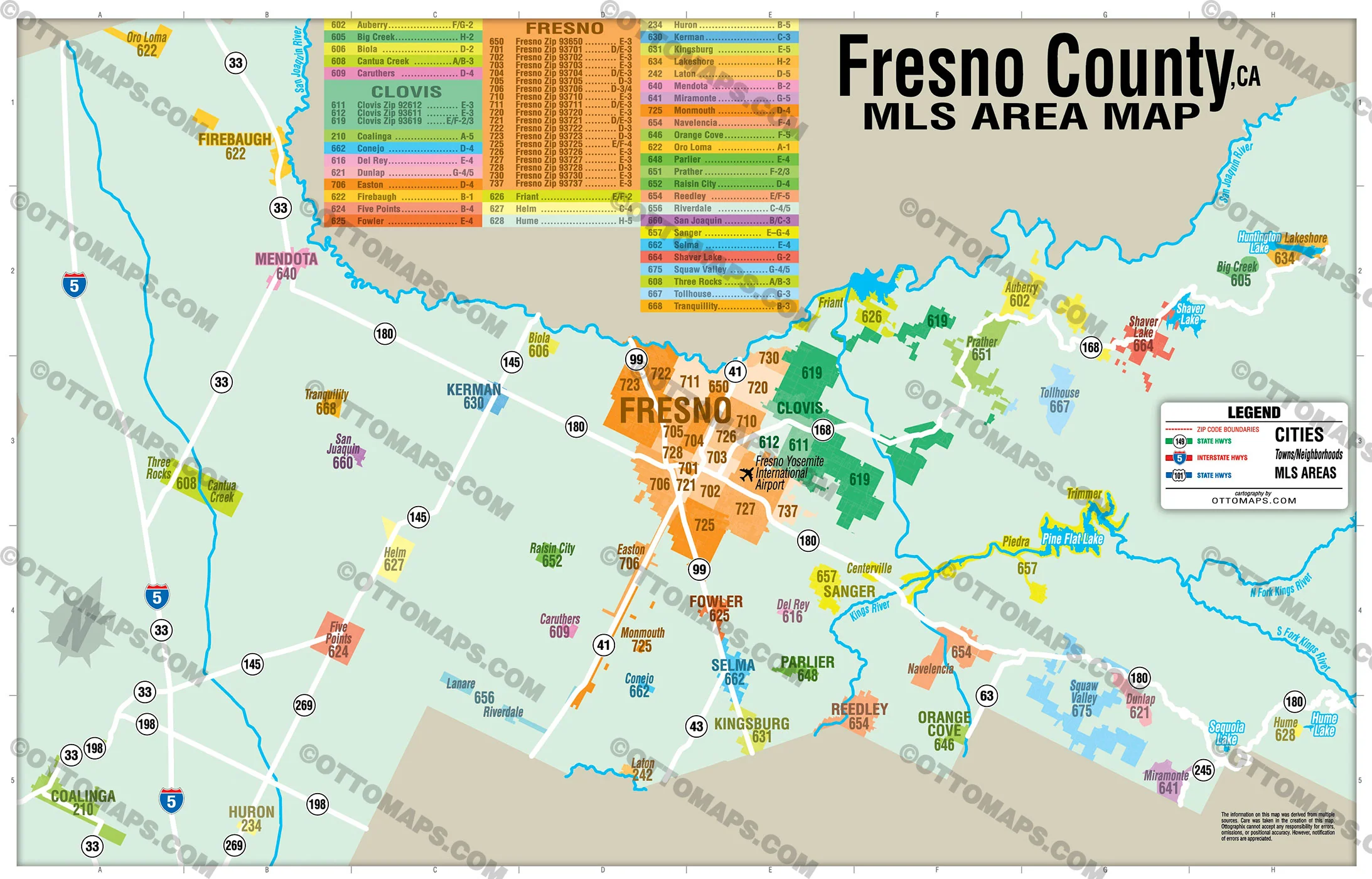 Fresno County MLS Area Map - California - FILES - PDF and AI, editable, vector, royalty free - Image 3