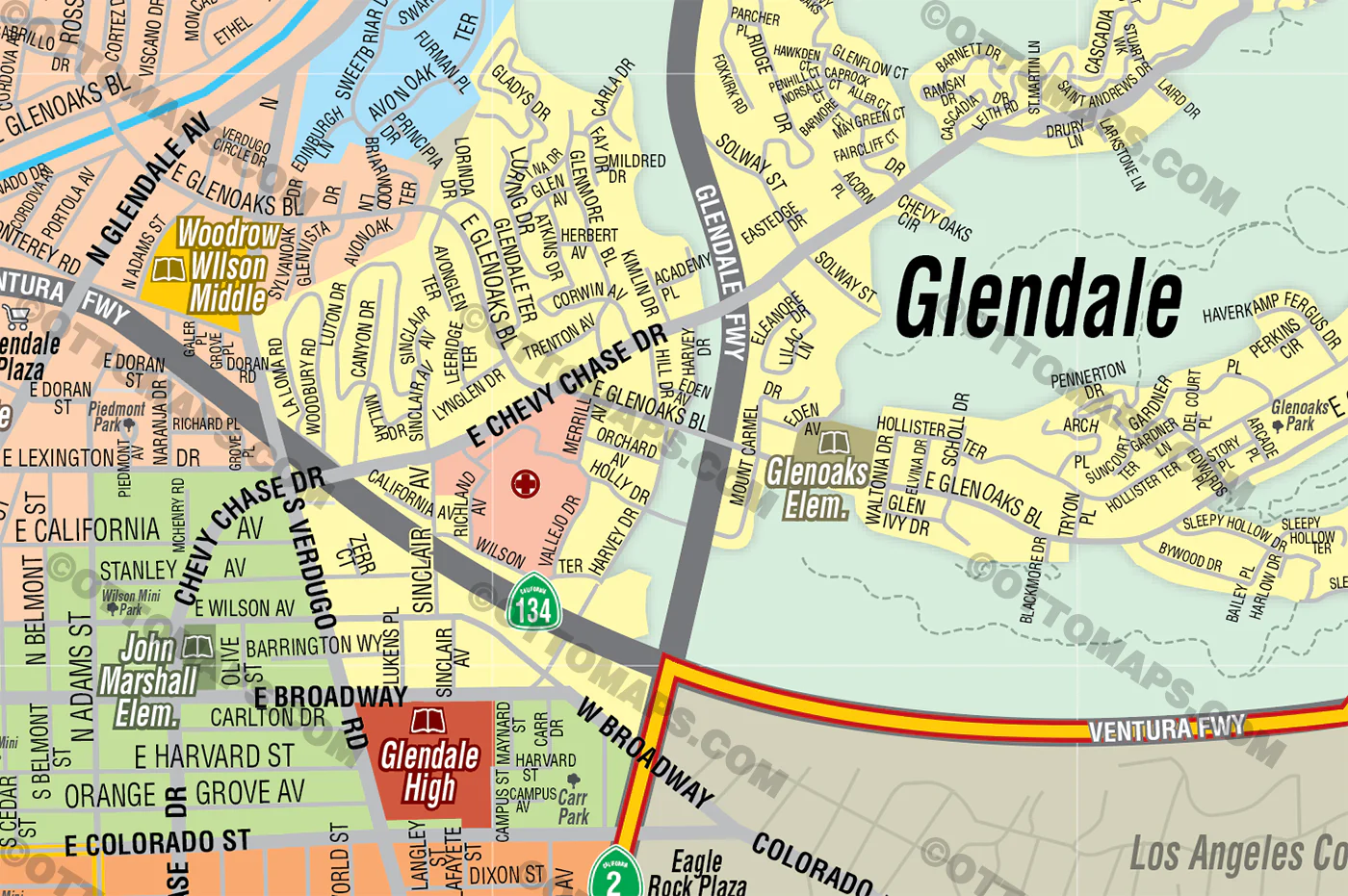 Glendale Unified School District Map - Los Angeles County, CA - FILES - PDF and AI Files, editable, vector, royalty free - Image 2