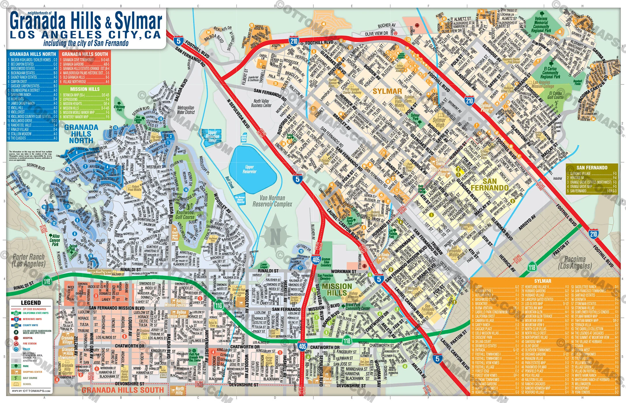 Granada Hills and Sylmar Map, includes San Fernando, Los Angeles, CA - FILES - PDF and AI, editable, vector, royalty free - Image 3