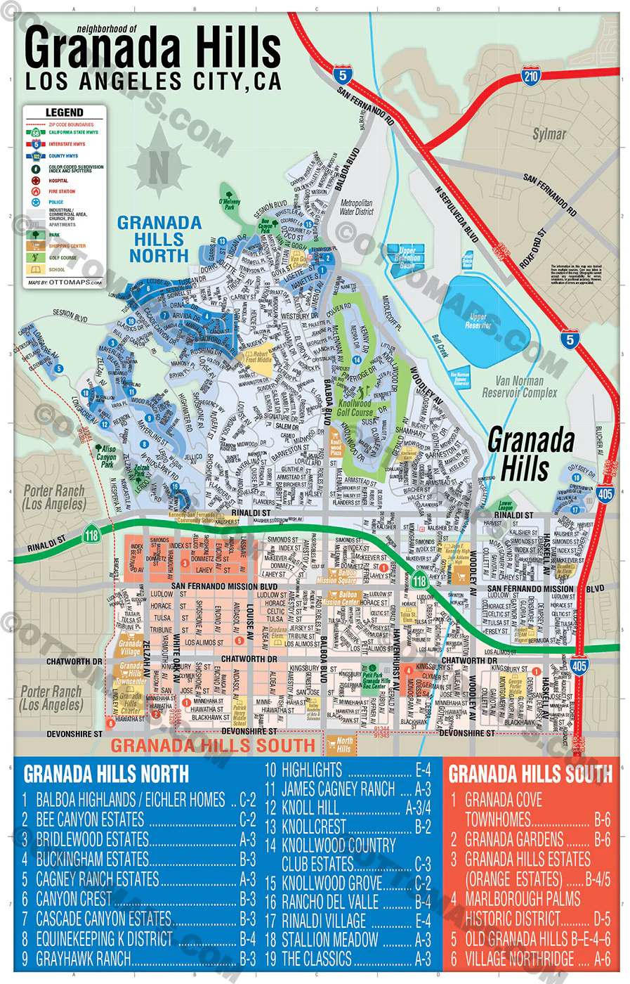 Granada Hills Map, Los Angeles, CA - FILES - PDF and AI, editable, vector, royalty free - Image 2