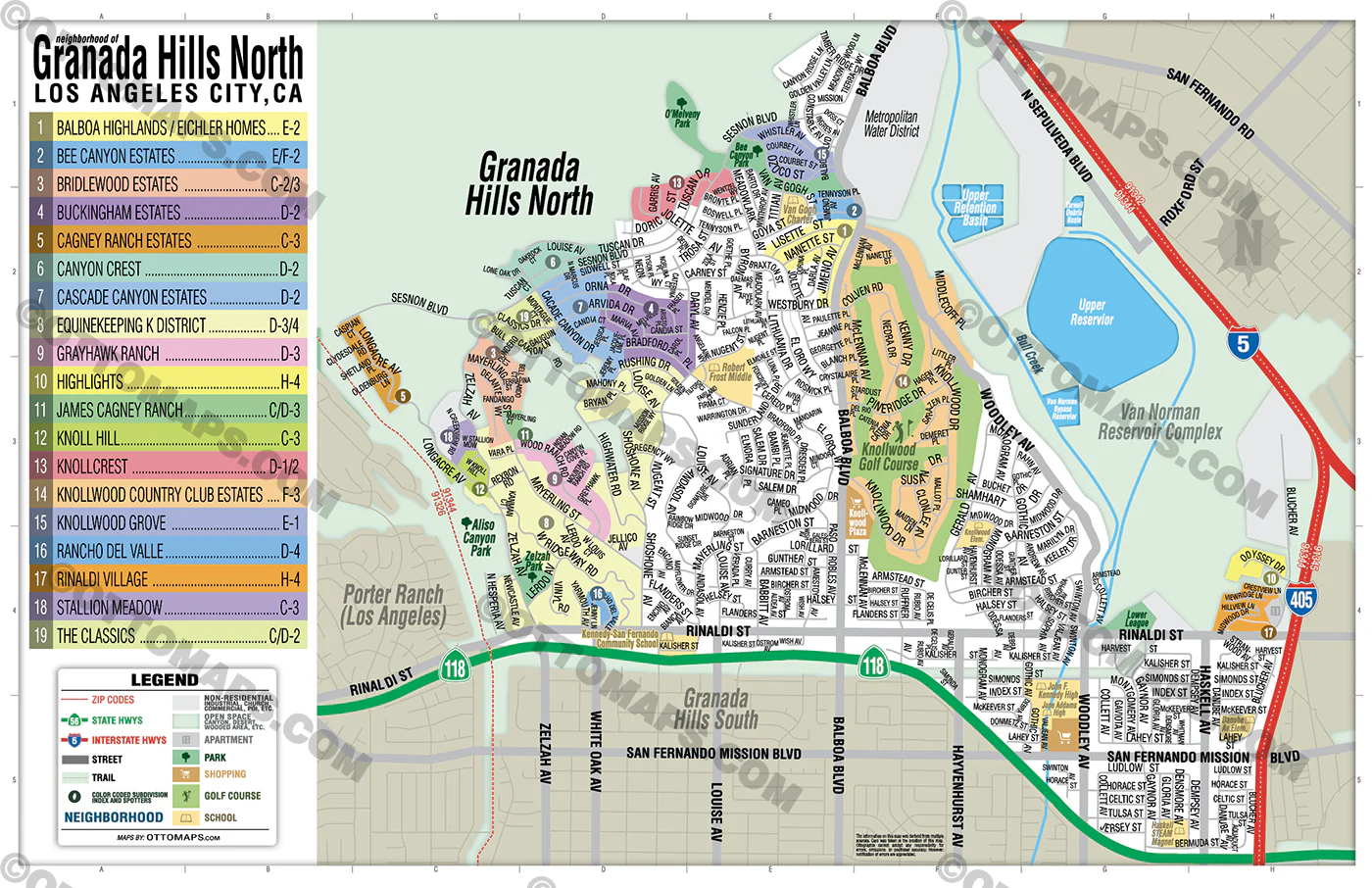 Granada Hills North Map, Los Angeles, CA - FILES - PDF and AI, editable, vector, royalty free - Image 3