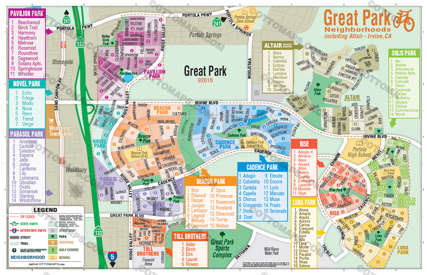 Great Park Map, Irvine, CA - includes Altair -  POSTER PRINTS - Image 2