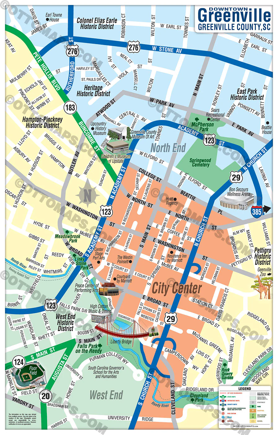 Greenville Downtown Map, South Carolina - FILES - PDF and AI, editable, vector, royalty free - Image 3