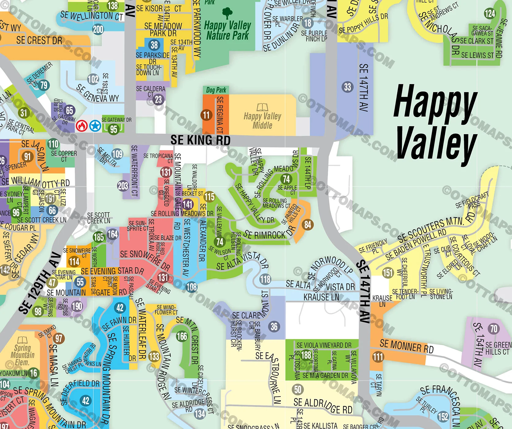 Happy Valley Map, Clackamas County, OR - FILES - PDF and AI, editable, vector, royalty free - Image 2