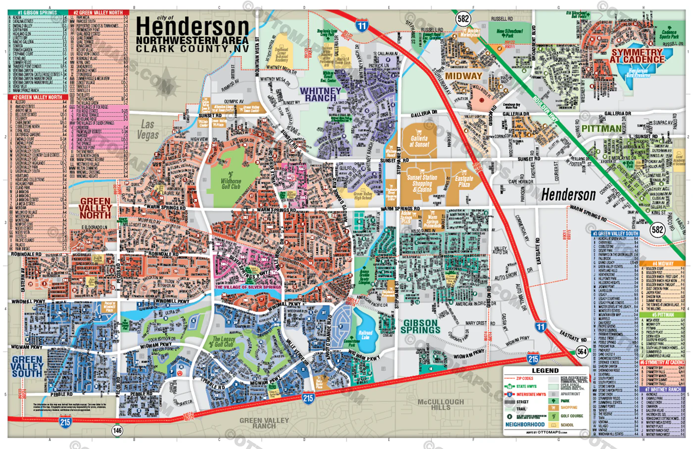 Henderson Map - NORTHWEST, Clark County, NV - FILES - PDF and AI, editable, vector, royalty free