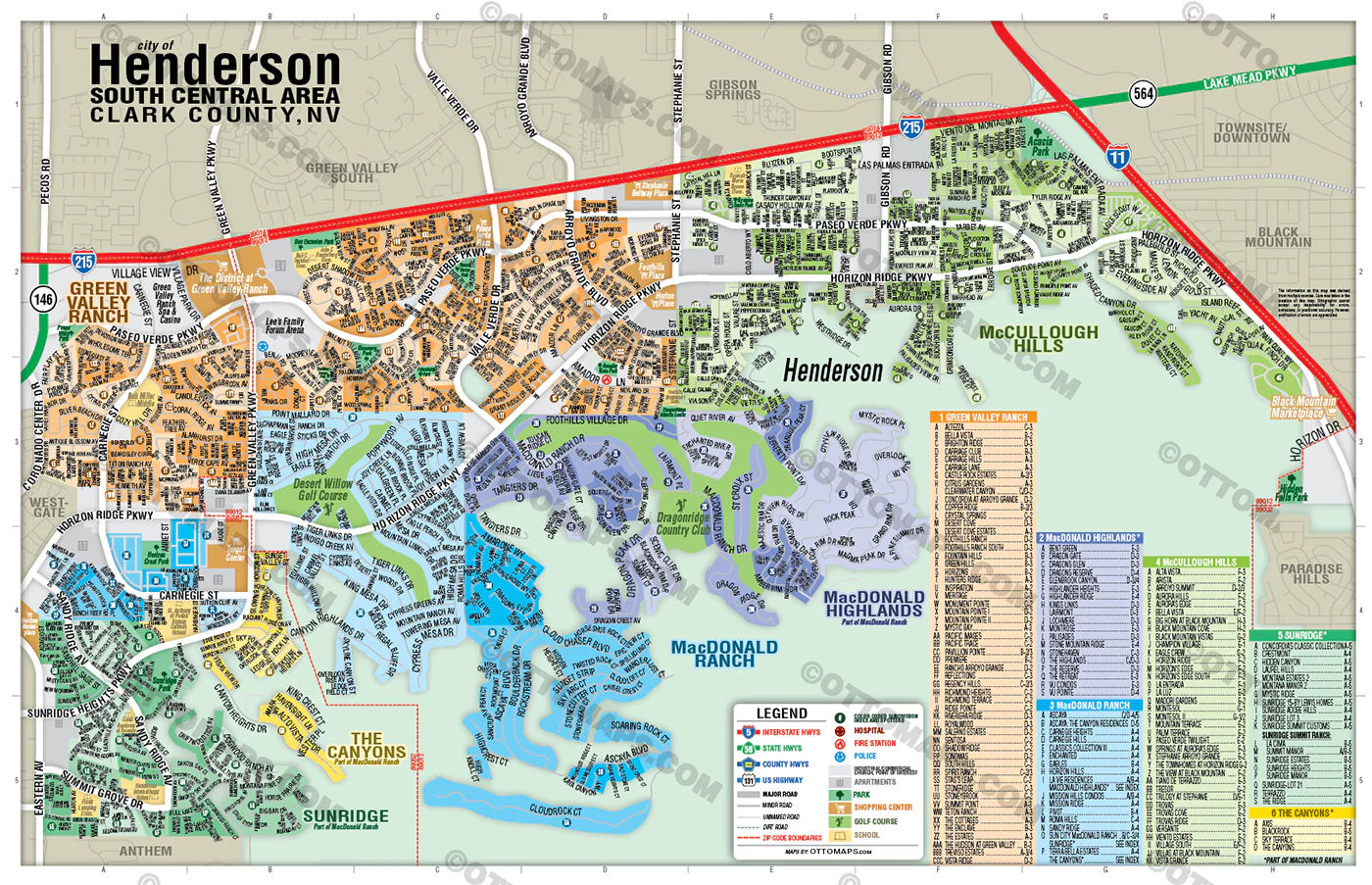 Henderson Map - SOUTH CENTRAL, Clark County, NV - FILES - PDF and AI