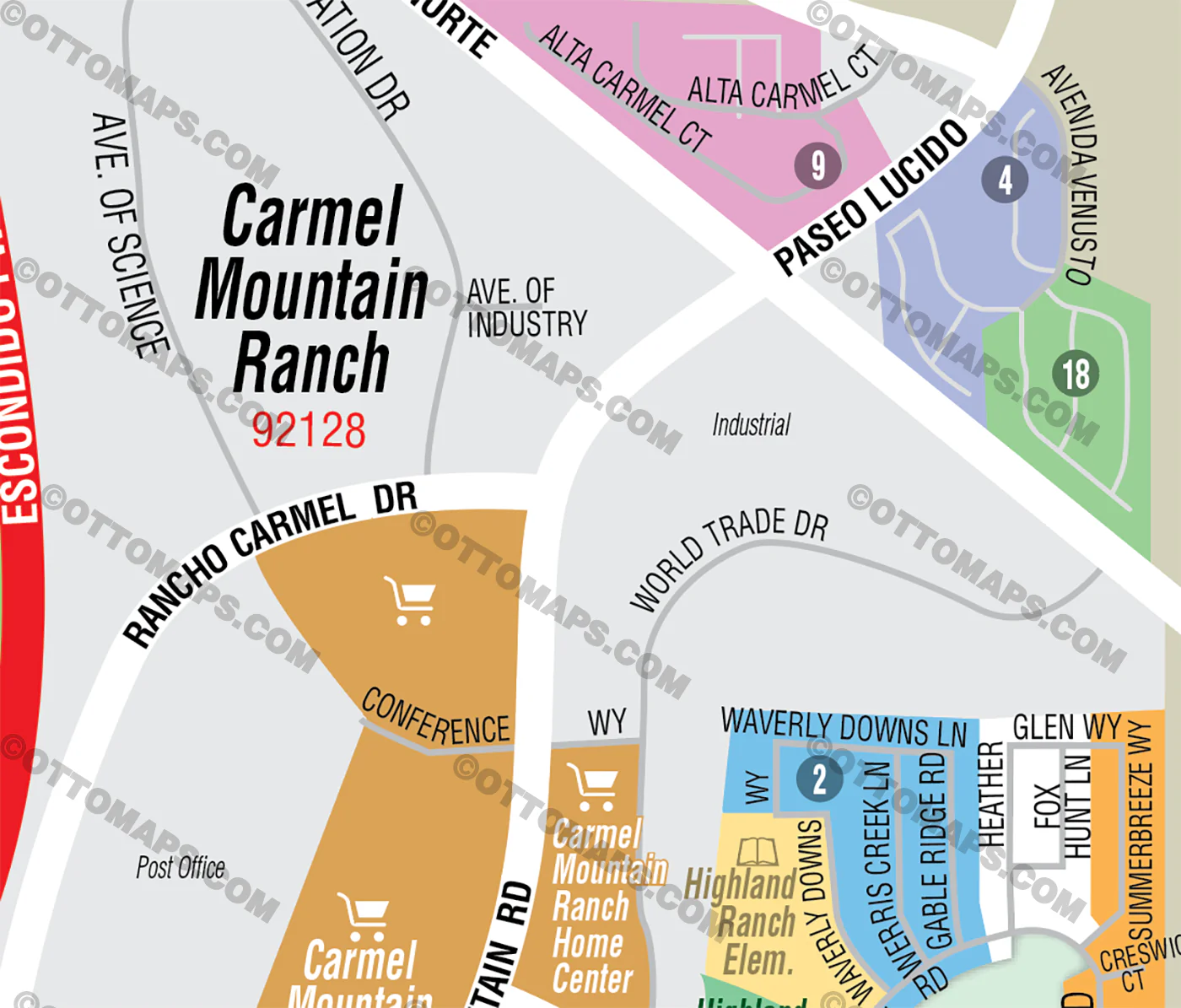 Carmel Mountain Ranch Map, San Diego, CA - FILES - PDF and AI Files, editable, vector, royalty free - Image 2
